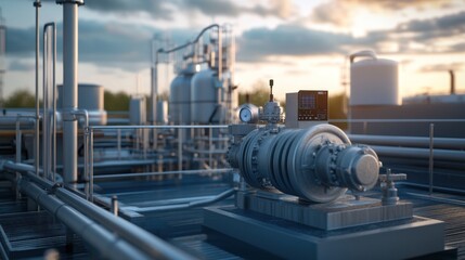 Industrial facility with machinery for gas compression and processing.