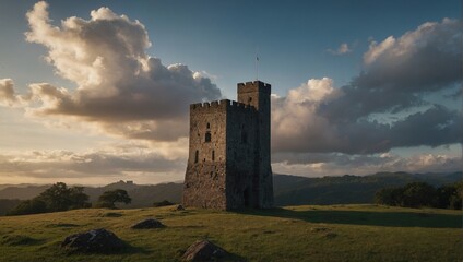 Fototapeta premium An enchanting archer tower overlooking a picturesque valley