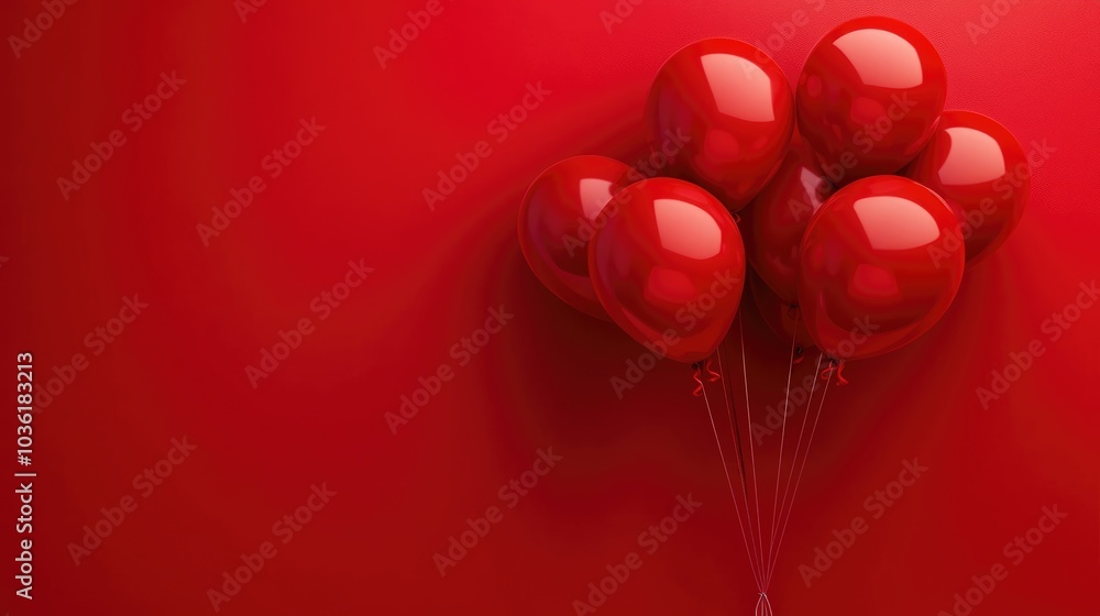 Poster red balloons set against a red backdrop providing ample space for text the banner features a solid r