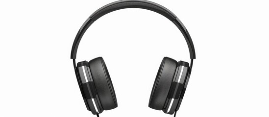 Fototapeta premium Black Headphones Isolated On White Background With Cable