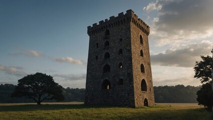 An impressive archer tower amidst rolling hills captivates visitors from afar