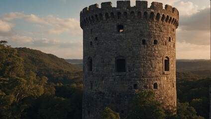 An impressive archer tower amidst rolling hills creates a stunning backdrop for events
