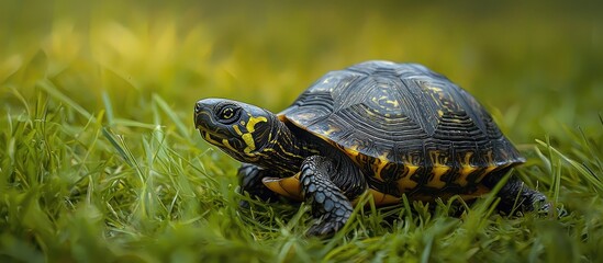 Obraz premium Steppe Turtle In Grass