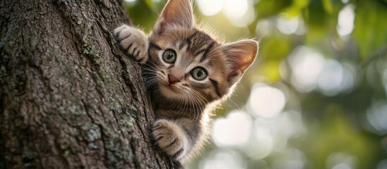 The Kitten Can Not Climb Down From The Tree
