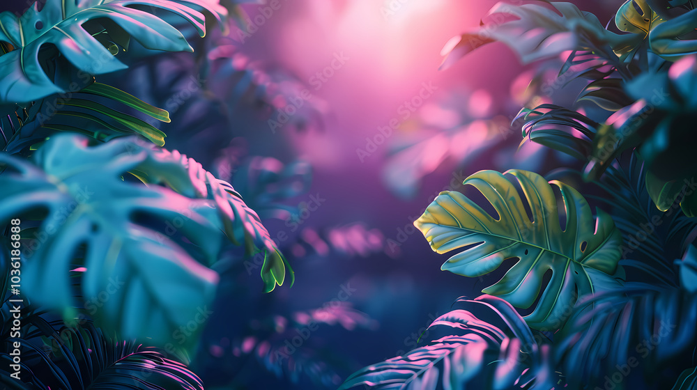 Poster background with leaves generated ai