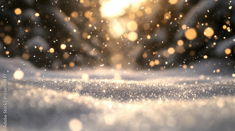 Poster glittering christmas snow overlay delicate shiny particles generate an enchanting sparkle effect