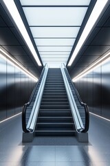 empty escalator in the subway Generative AI