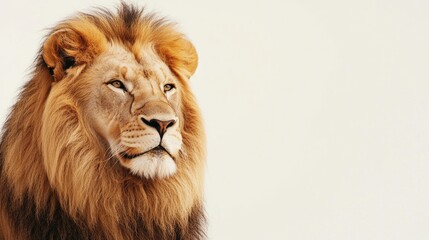 Obraz premium Lion on a white background with space for text ideal for advertisements marketing or branding purposes
