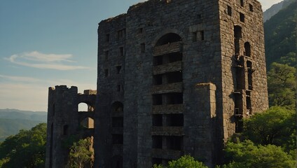 At night, the archer tower glows under the moonlight