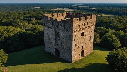 Children laugh and play near the ancient archer tower on sunny days