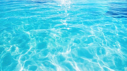 Fototapeta premium Crystal clear turquoise lagoon with azure water surface resembling a swimming pool showcasing the beauty of the blue rippling sea