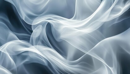 Obraz premium Soft white smoke swirls against a dark background, forming an abstract shape