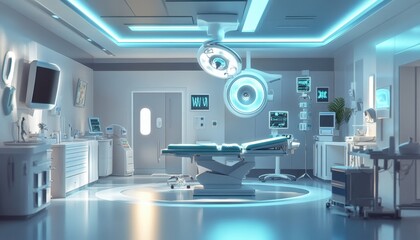 Modern surgical operating room with advanced technology and efficient layout