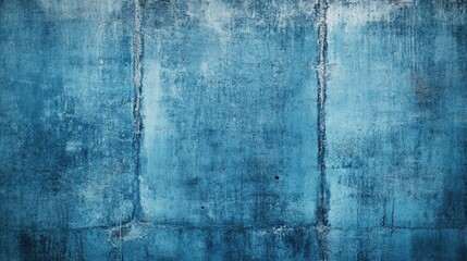 Naklejka premium Horizontal blue grunge texture of a cement or concrete wall providing a blank studio backdrop