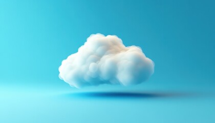 A fluffy white cloud floating against a soft blue background in bright daylight