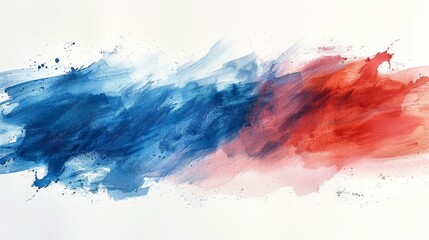 Watercolor banner with bold, abstract brushstrokes in deep reds and blues, dynamic and artistic