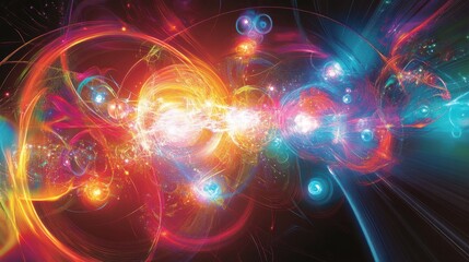 Obraz premium Vibrant abstract waves in dark space