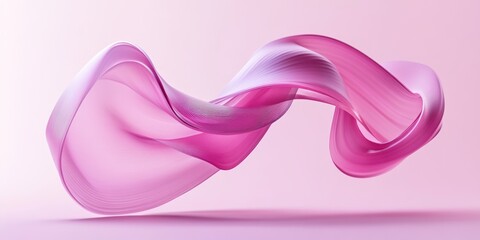 Abstract pink flowing ribbon isolated on pink background.