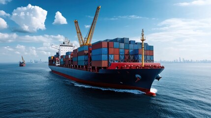 Cargo Ship Navigating Through Open Waters
