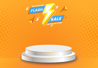 Flash sale banner with podium template design