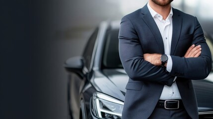 Professional Man at a Modern Car Dealership