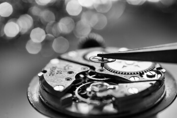 Mechanical watch, gears, gold watch, wristwatch, close up