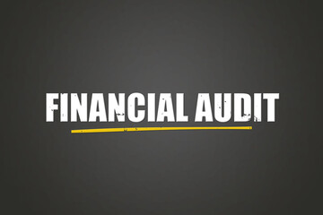 Financial Audit. A blackboard with white text. Illustration with grunge text style.