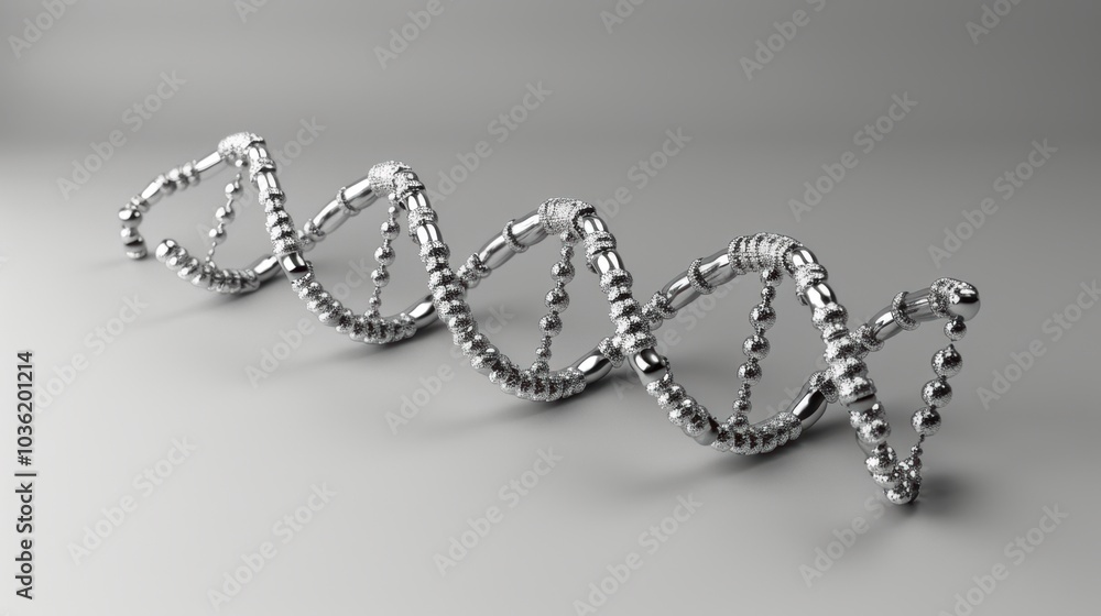 Aufkleber 3d rendering of a dna double helix model isolated on grey background. concept of genetics