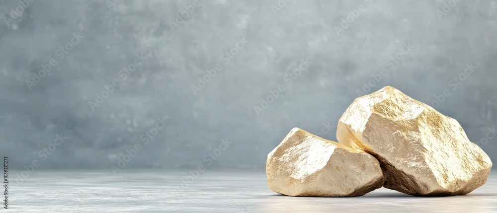 Poster natural stones on a minimalistic surface, ideal for backgrounds in design projects conveying stabili
