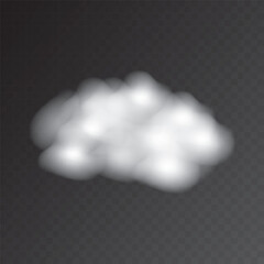 Isolated vector cloud. Realistic white cloud on transparent background. Cloud texture.