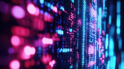 Abstract Digital Background with Neon Lights