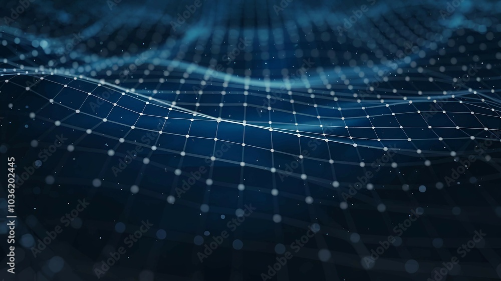Poster futuristic digital technology network with hexagonal patterns and glowing blue lights