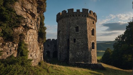 The archer tower features breathtaking views of the sunset