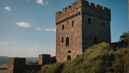 The archer tower features colorful murals that tell stories