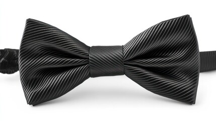 A classic black bow tie with a textured design, suitable for formal occasions.