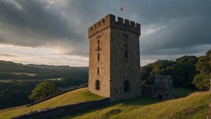The archer tower features enchanting gardens filled with colorful blooms