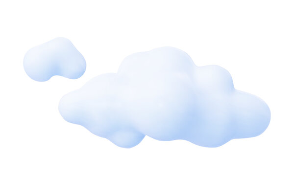 3d cloud in kawaii style.  Cute clouds in bubble shape.