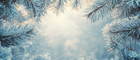 Misty glass frame, border of barely visible Christmas spirits and wisps