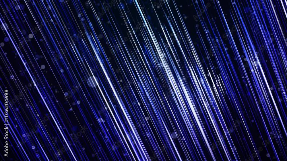 Poster light streaks or blue light trails. flow of lines form wall. 3d abstract bg with glow linear structu