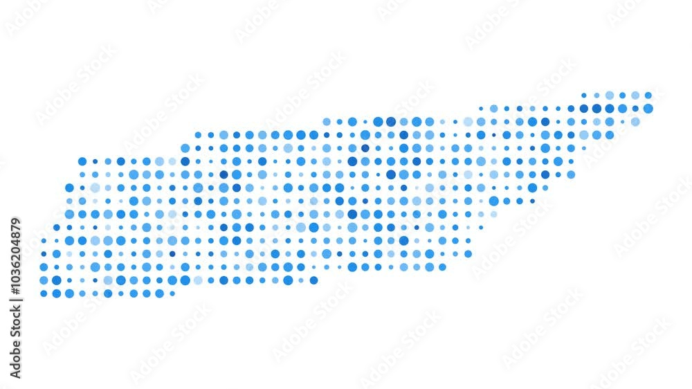 Poster tennessee dotted digital map. map of tennessee with pulsating colored circles. shape of the us state
