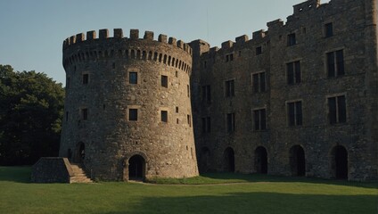 The archer tower glows beautifully under the light of the moon