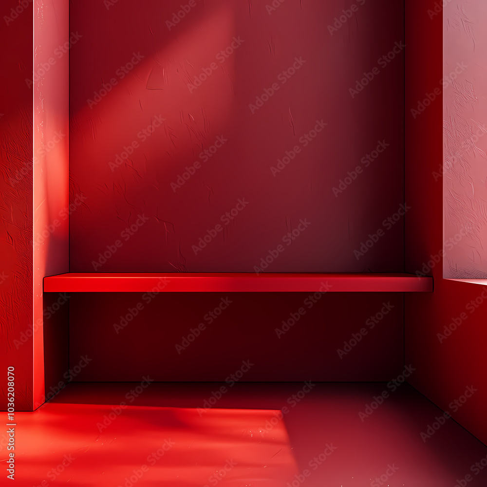 Poster empty room in red generated ai