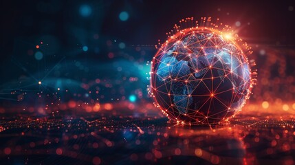 3D globe with data streams illustrating internet business and global networks