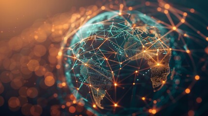 3D globe with data streams illustrating internet business and global networks
