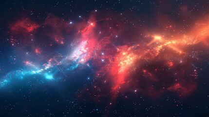 Colorful nebula and starry sky, with magical colors and cosmic dust