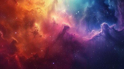 Naklejka premium Colorful nebula and starry sky, with magical colors and cosmic dust