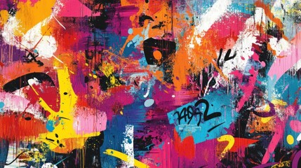 A vibrant abstract artwork filled with dynamic colors and expressive brushstrokes.