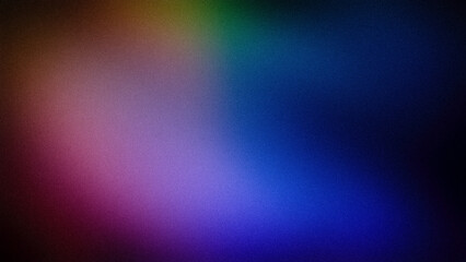 A dynamic abstract gradient blending rich blue, purple, green, and red hues, enhanced by a fine grainy texture. Ideal for backgrounds, wallpapers, and creative designs