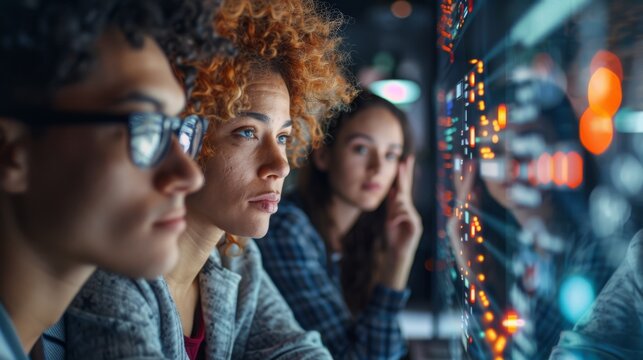 Diverse business professionals connected globally, exchanging data and strategies for customer service and outsourcing. Emphasis on technology and teamwork