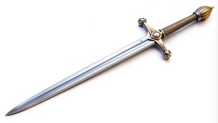 Medieval sword is lying on a white background